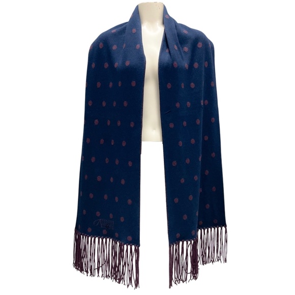 Chanel Blue / Purple 2008 Crystal CC Dot Pattern Fringe Cashmere Knit Scarf - Picture 1 of 12